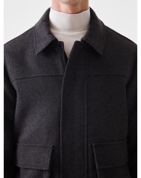 L'Atelier Reguläre Freizeitjacke mit Reißverschluss in Anthrazit, meliert