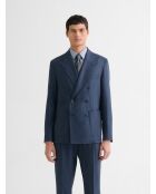 Marineblaue schmale Anzugjacke aus Wolle