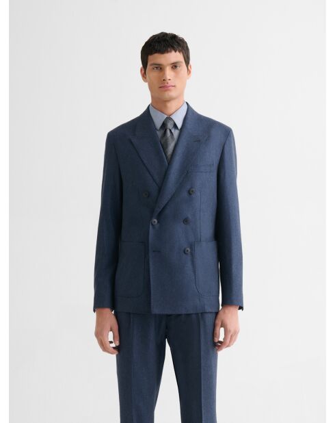 Veste de costume slim en laine bleu marine