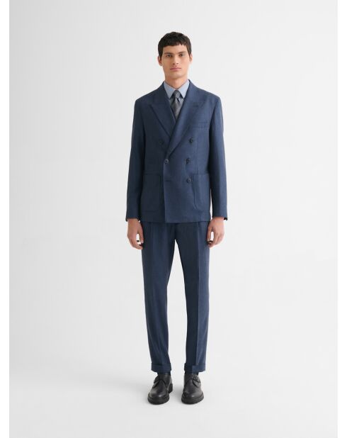 Veste de costume slim en laine bleu marine