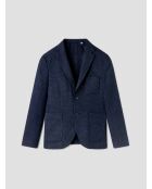 Marineblaue Pied de Puce schmale Anzugjacke