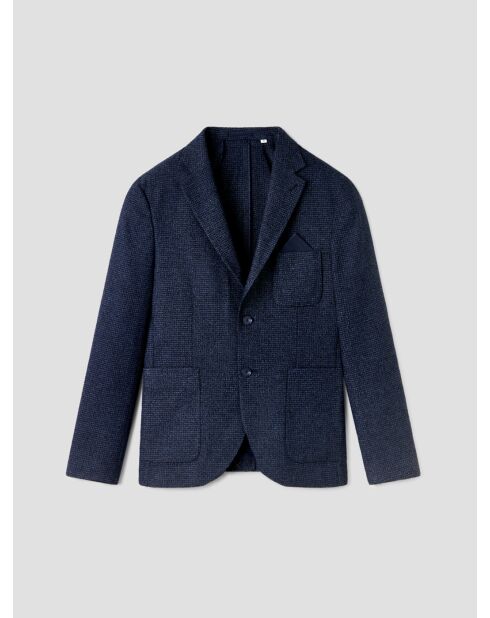 Veste de costume slim pied de puce bleu navy