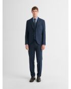 Marineblaue Pied de Puce schmale Anzugjacke