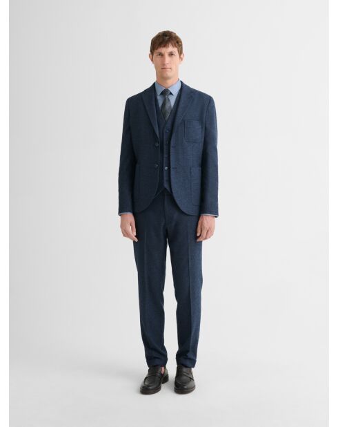 Veste de costume slim pied de puce bleu navy