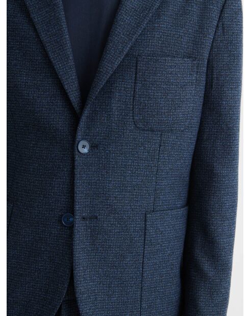 Veste de costume slim pied de puce bleu navy