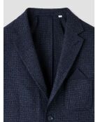 Marineblaue Pied de Puce schmale Anzugjacke
