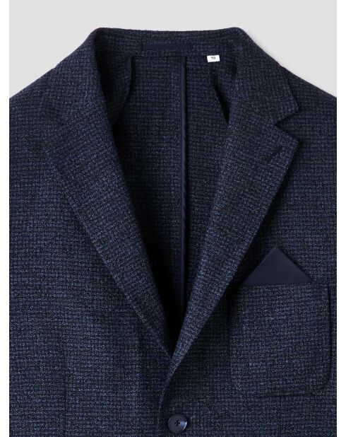 Veste de costume slim pied de puce bleu navy