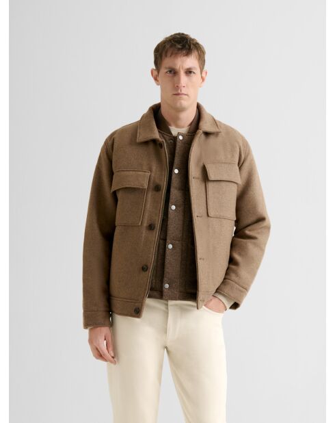 Veste casual doublée col chemise ivoire 2