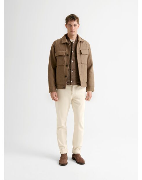 Veste casual doublée col chemise ivoire 2