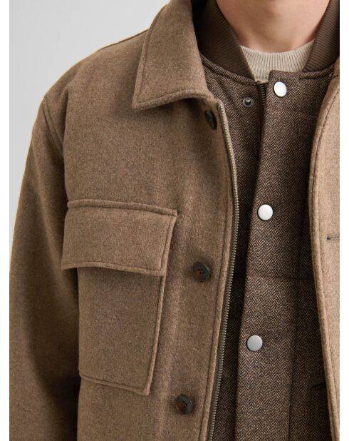 Veste casual doublée col chemise ivoire 2