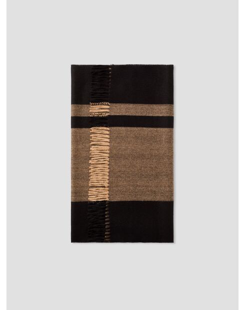 Schwarzer karierter Schal mit Grafik