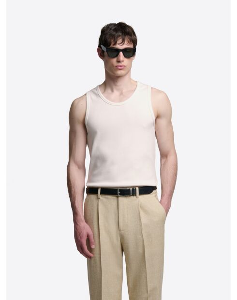 Hellbeiges Tanktop mit Rundhalsausschnitt aus Bio-Baumwolle 2