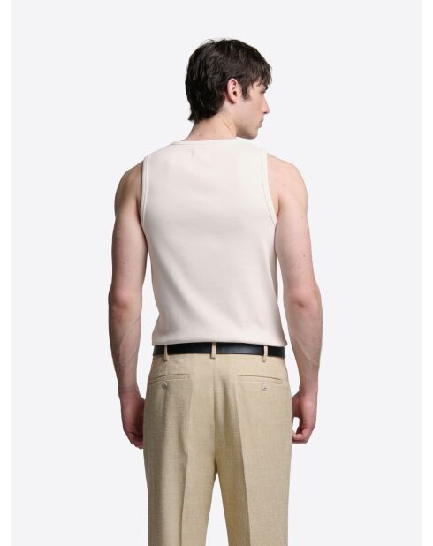 Hellbeiges Tanktop mit Rundhalsausschnitt aus Bio-Baumwolle 2