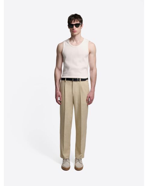 Hellbeiges Tanktop mit Rundhalsausschnitt aus Bio-Baumwolle 2
