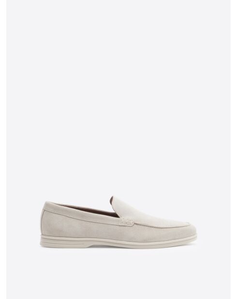 Mocassins en cuir suédé beige clair