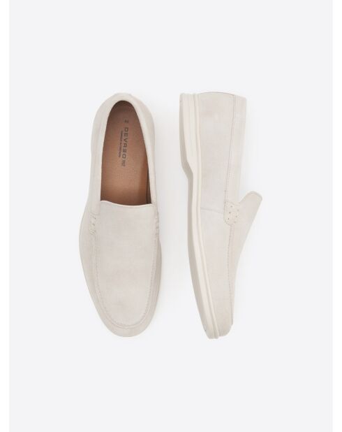Mocassins en cuir suédé beige clair
