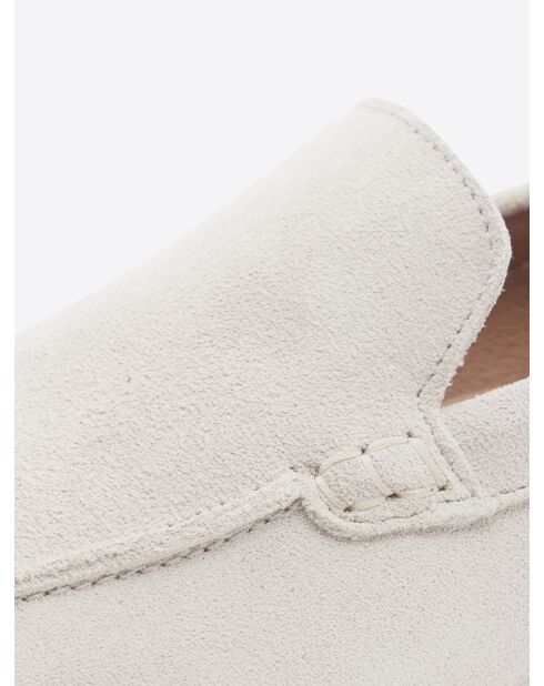 Mocassins en cuir suédé beige clair