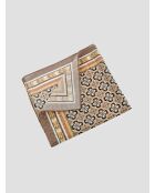 Foulard carré en coton motif ornemental jaune safran