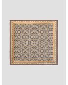 Foulard carré en coton motif ornemental jaune safran
