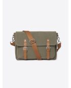 Borsa per laptop bimateriale kaki - 37,5x26x12 cm