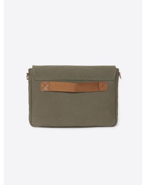 Sac ordinateur bi-matière kaki - 37.5x26x12cm
