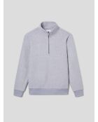 Sweat col montant zippé chiné bleu gris