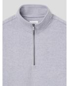 Sweat col montant zippé chiné bleu gris