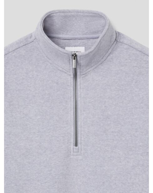 Sweat col montant zippé chiné bleu gris