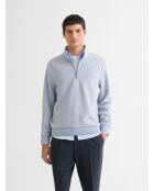 Sweat col montant zippé chiné bleu gris