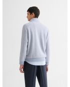Sweat col montant zippé chiné bleu gris