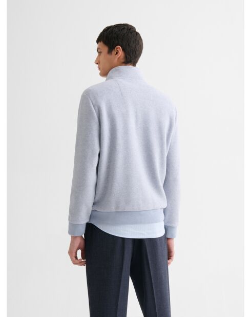 Sweat col montant zippé chiné bleu gris