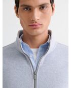 Sweat col montant zippé chiné bleu gris