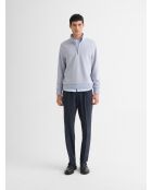 Sweat col montant zippé chiné bleu gris