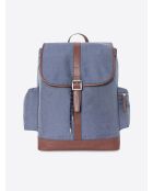 Sac à dos bi-matière bleu - 32x40x14cm