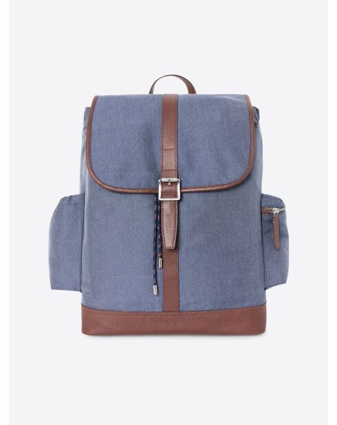 Sac à dos bi-matière bleu - 32x40x14cm