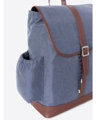 Sac à dos bi-matière bleu - 32x40x14cm