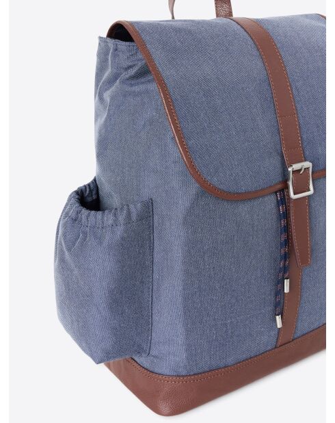 Sac à dos bi-matière bleu - 32x40x14cm