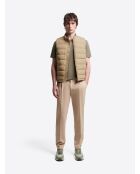 Hellbeige gesteppte ärmellose Jacke