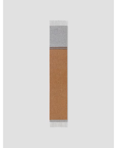 Zweiseitiger Wollschal zweifarbig taupe 3