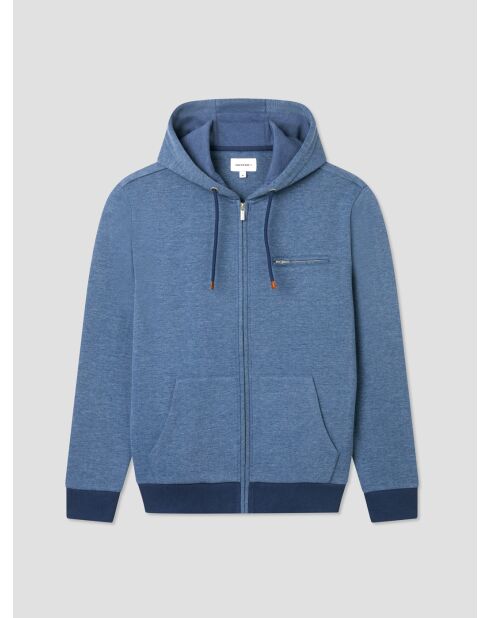Sweat à capuche chiné bleu nuit