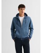 Sweat à capuche chiné bleu nuit