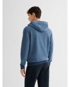 Sweat à capuche chiné bleu nuit