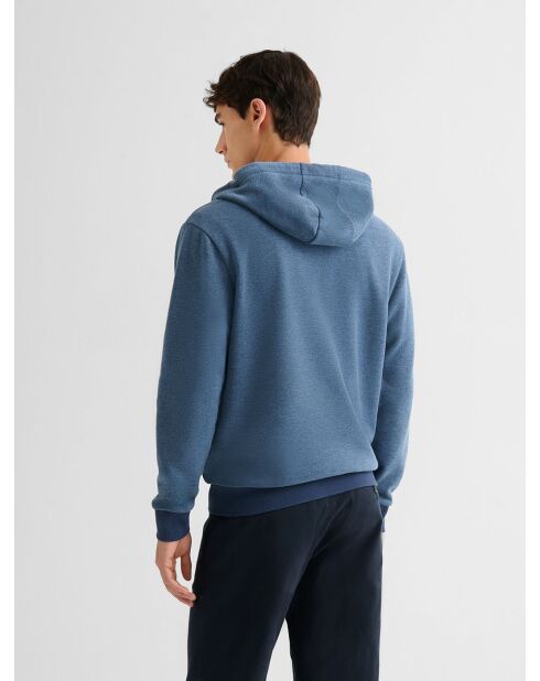 Sweat à capuche chiné bleu nuit