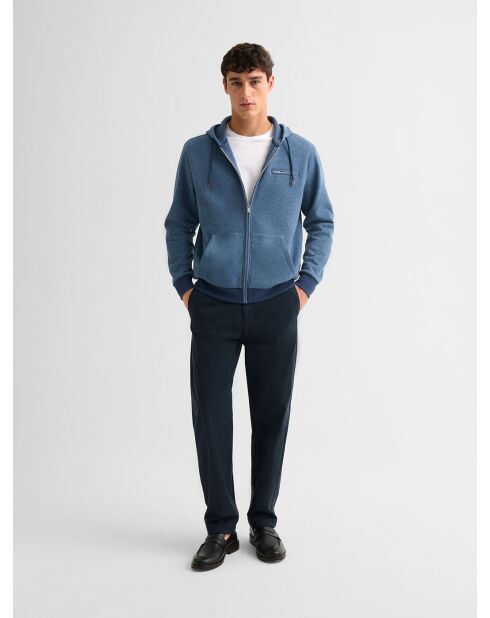 Sweat à capuche chiné bleu nuit