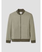 Sweat col teddy bicolore vert sauge