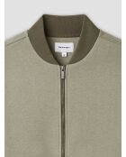 Sweat col teddy bicolore vert sauge