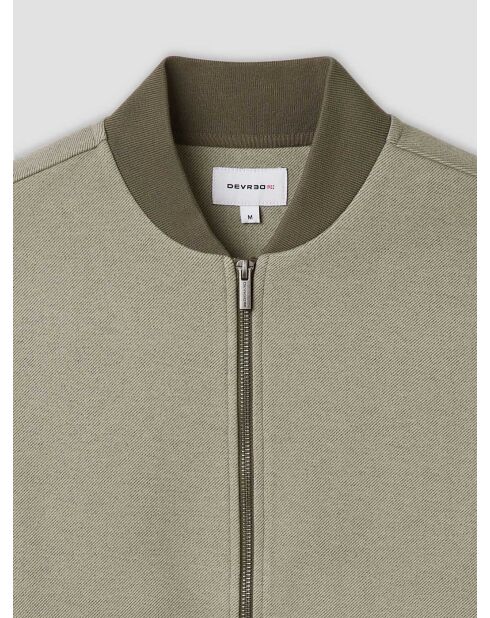 Sweat col teddy bicolore vert sauge