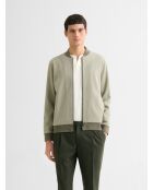 Sweat col teddy bicolore vert sauge