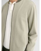 Sweat col teddy bicolore vert sauge