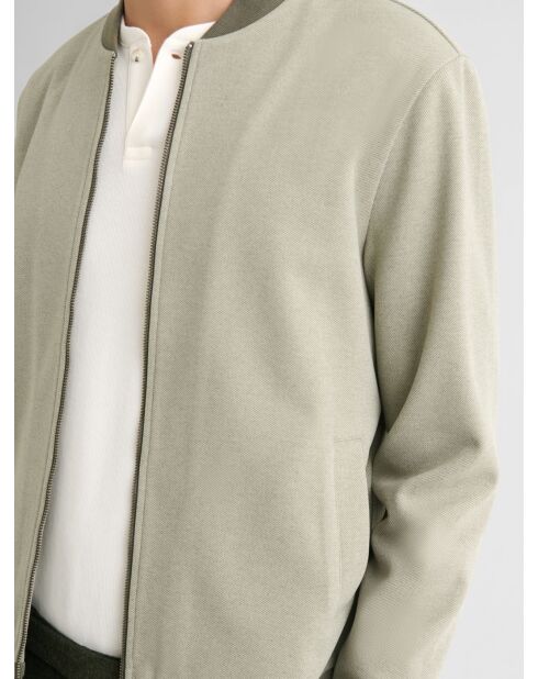 Sweat col teddy bicolore vert sauge